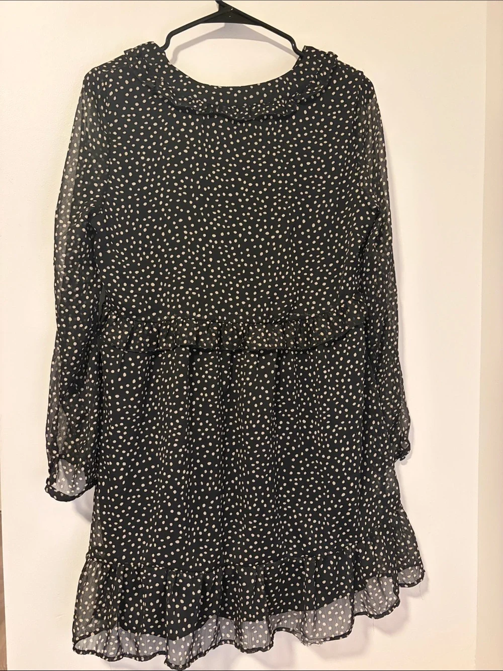 Zara Polka Dot Ruffle Hem Mini Dress Boho Feminine Girly Size M